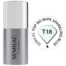 Semilac T18 Top No Wipe Sparkling Blue Fedőlakk 7 ml körömlakk