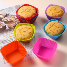 SEO-6075 12 részes színes szilikon muffin sütőforma - szögletes sütés és főzés