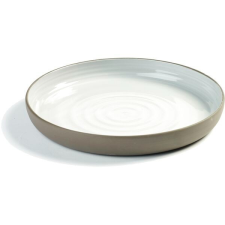 Serax Sekély tányér, Serax Dusk, 27 cm, megemelt perem, szürke tányér és evőeszköz