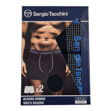 Sergio Tacchini Férfi Pamut Boxeralsó - 2 db - L - Fekete/Kék férfi alsó