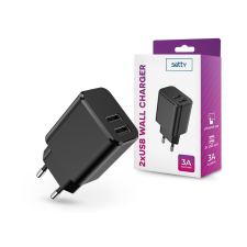 Setty 2xUSB hálózati töltő adapter - Setty USB Wall Charger - 5V/3A - fekete (TF-0144) - Töltők mobiltelefon kellék