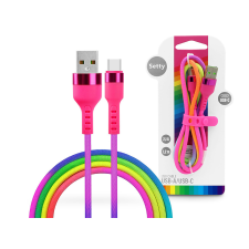 Setty USB - USB Type-C adat- és töltőkábel 1,2 m-es vezetékkel - Setty Rainbow -5V/2,1A mobiltelefon kellék