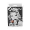 Sex & Mischief S&M - szilikon szájpecek, műbőr pánttal (piros-fekete)