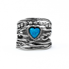 Shablool Izraeli ezüst opál köves gyűrű "szív" gyűrű