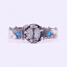 Shablool izraeli ezüst opál köves óra &quot;kerek&quot; karóra