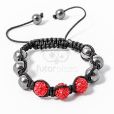 Shamballa karkötő 3 kristály + 6 csakragolyó piros jwr-1522 karkötő