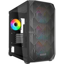 Sharkoon MK3 Mini Torony Számítógépház + 4db 120mm ARGB ventilátor - Fekete (4044951041749) számítógép ház