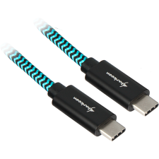 Sharkoon USB-C apa - USB-C apa 3.2 Adat és töltő kábel - Fekete/világoskék (0,5m) (4044951027132) kábel és adapter