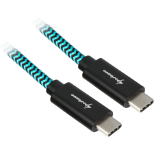 Sharkoon USB-C apa - USB-C apa 3.2 Adat és töltő kábel - Fekete/világoskék (1m) (4044951027149) kábel és adapter