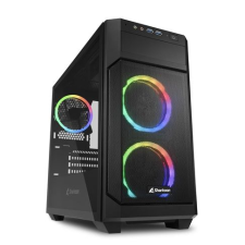 Sharkoon V1000 RGB táp nélküli ablakos Micro-ATX ház fekete (4044951035052) (4044951035052) - Számítógépház számítógép ház