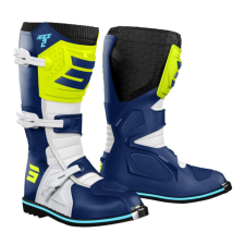 SHOT Gyerek motoros cipők Shot Race 2 kék-fehér-fluo sárga motoros csizma