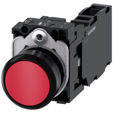 Siemens 3SU1100-0AB20-1FA0 komplett nyomógomb, piros, 1NO+1NC, csavaros Sirius villanyszerelés