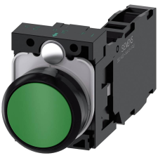 Siemens 3SU1100-0AB40-1FA0 komplett nyomógomb, zöld, 1NO+1NC, csavaros Sirius villanyszerelés