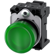 Siemens 3SU1103-6AA40-3AA0 komplett jelzőlámpa, zöld, 110VAC, csavaros Sirius villanyszerelés