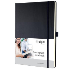 SIGEL Jegyzetfüzet, exkluzív, A4, vonalas, 97 lap, keményfedeles, SIGEL "Conceptum", fekete füzet