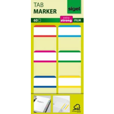 SIGEL Jelölőcímke, megerősített, fehér szélű, 25x38 mm, 6x10 db, SIGEL, vegyes színek post-it