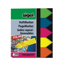 SIGEL Jelölőcímke, műanyag, 5x40 lap, 12x45 mm, SIGEL "N jegyzettömb