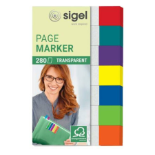 SIGEL Jelölőcímke, műanyag, 7x40 lap, 12x50 mm, SIGEL Clear Mini, vegyes szín (SIHN677) jegyzettömb