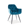 Signal Cherry Velvet Türkiz Bársony Étkezőszék Fekete Fém Lábakkal