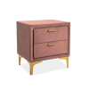 Signal Monako Velvet Antik Rózsaszín Bársony Éjjeliszekrény Arany Lábakkal