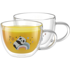 Siguro bögre duplafalú üvegből, Panda, 280 ml, 2 darab konyhai eszköz