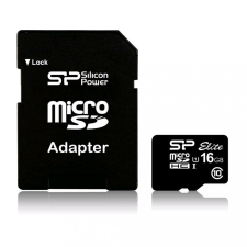 Silicon Power 16GB microSDHC Silicon Power Elite U1 + SD adapter (SP016GBSTHBU1V10-SP) memóriakártya