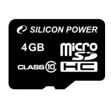 Silicon Power MICRO SDHC CARD 4GB CL10 Adapter nélküli memóriakártya