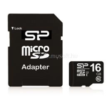 Silicon Power MicroSD kártya - 16GB microSDHC Class10 + adapter (SP016GBSTH010V10SP) memória (ram)