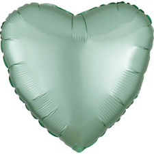  Silk Mint Green szív fólia lufi 43 cm party kellék