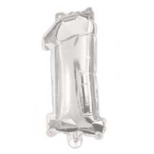 Silver, Ezüst 1-es szám fólia lufi 95 cm party kellék