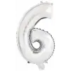 Silver, Ezüst 6-os szám fólia lufi 45 cm