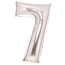 Silver, Ezüst 7-es szám fólia lufi 66 cm party kellék