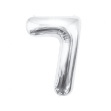 Silver, Ezüst 7-es szám fólia lufi 85 cm party kellék