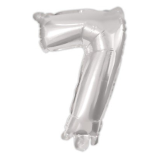 Silver, Ezüst 7-es szám fólia lufi 95 cm party kellék
