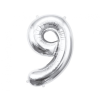  Silver, Ezüst 9-es szám fólia lufi 85 cm