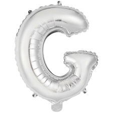 Silver, Ezüst G betű fólia lufi 45 cm party kellék