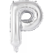  Silver, Ezüst P betű fólia lufi 45 cm party kellék