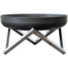 SILVER Mobil tűzrakó nyersacél 79x79x39 cm antik hordozható tűzrakó tál, tűzrakóhely grillező