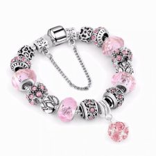 Silver Star karkötő - pink / ezüst-1 - 18cm (7020) karkötő