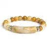 Silver Star Peridot női karkötő, barna, Yellow Jade, 23 cm