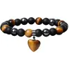 Silver Star Sunfire női karkötő, fekete, Tiger Eye Hematit, 23 cm