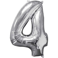  Silver szám fólia lufi 4-es, 66*45 cm party kellék