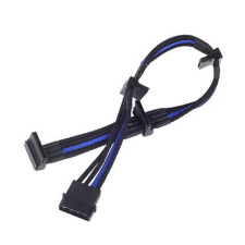 Silverstone 4-Pin Molex - 4x SATA hosszabbító - 300mm fekete/kék kábel és adapter