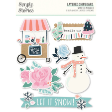 Simple Stories Chipboard - Layered Chipboard - Winter Wonder (1 csomag) dekorációs kellék