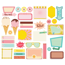 Simple Stories Kivágatok - Journal Bits - Retro Summer (1 csomag) matrica