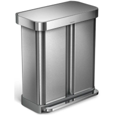  Simplehuman pedálos két tartályos szelektív szemétkuka, 58 l, rozsdamentes acél, szürke (CW2025) szemetes