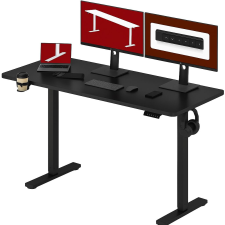 Sincere Elektromos magasságállítható íróasztal memóriafunkciós vezérléssel, pohár- és fejhallgatótartóval 140×60cm 15mm íróasztal