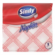 Sindy Szalvéta SINDY 1 rétegű 45 lapos 33x33 cm piros kockás higiéniai papíráru