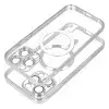 SIX Apple iPhone 15 Pro Max tok, Közepesen Ütésálló, Kemény szilikon, Kameravédővel, Magsafe kompatibilis, SIX Electro Mag, Ezüst