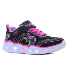 Skechers Heart Lights - Retro Hearts villogó fekete gyerek cipő Méret:27